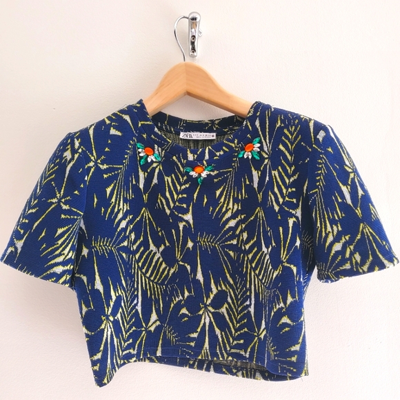 Zara jewel point navy crop top - Picture 3 of 6